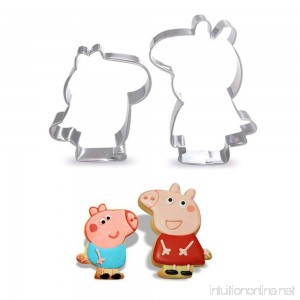 Antallcky Pig Piglet Cookie Cutters Stainless Steel Biscuit Molds Fondant Cookie Cutter Set Pastry Mold for Making Peppa Shaped Foods-2 Pack - B07D5ZZBXV